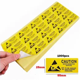 1000 pçs/lote 55x25mm Anti-estático ESD CUIDADO Adesivos Etiqueta de Advertência Selo Marca Para Eletrônica Sensível Etiqueta de Embalagem 240229