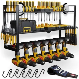 MAVIKS Mount 7 Drill Wall Mount, 3 Layer Heavy Duty Metal Organizer Cordless Drill, Power Tool Holder Rack Suitable for Workshop, Garage