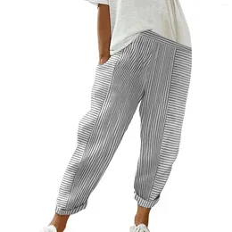 Pantaloni da donna in tessuto jacquard a righe attivi per le donne vestono business casual taglia 2 a vita alta