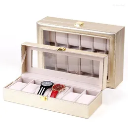 Obserwuj pudełka luksusowe siatki 6/12 ręcznie robione kolorowe skórzane pudełko z zegara pudełka biżuteria do przechowywania do przechowywania wyświetlacza