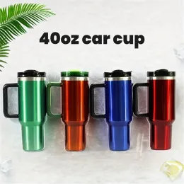 40oz Water Cup With Lid Bingba Cup Car Large Capacity Portable Handle Cup Stainless Steel Insulation Cup Coffee Insulation Cup