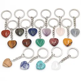 Heart Keychain Accessories Natural Stone Cute Door Car Keychains for Girls Couple DIY Motorcycle Key Chain Ring Holder