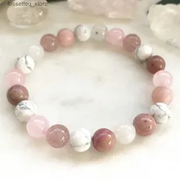 Urok Bracelets MG0881 NOWOŚĆ DESICHAN KOBIET STERRY STERRY MOON STONE Howlite Rose Quartz Mieszany kamień L240319