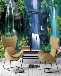 Custom Modern Mural 3d Wallpaper Beautiful Waterfall Scenery Overpass Landscape Interior Home Decor Painting Mural Wallpapers6209788