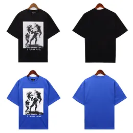 camicie grafiche firmate t-shirt da uomo di marca viola Kung Fu Illustration Print Street T-shirt casual in cotone sciolto nero blu