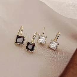 Brincos pendurados requintados moda quadrada zircão poliedro para mulheres senhora meninas noivado joias de casamento presente