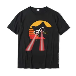 メンズTシャツ猫ヒップスターレーザーの目は困難な状況で甘い太陽の楽しい80 TシャツTシャツTシャツトップグラフィックシャツコットンプリント240327