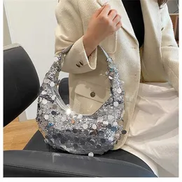 Chic Shoulder Bags Pearl Shining Designer Handväskor Single Underarm Tote Bag For Womens Super Sparkling Dinner Bags 240311