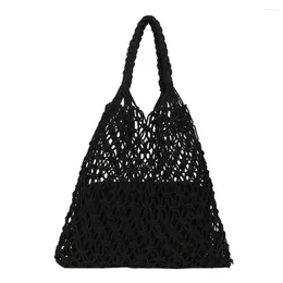 Drawstring Fashion Summer Female Clutch Mesh ihålig armhålväska för kvinnors strandsemester