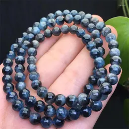 Link Bracelets 6MM Natural Aquamarine Triple Circle Bracelet Crystal Reiki Healing Stone Fashion Jewelry Gifting Gift For Women 1PCS