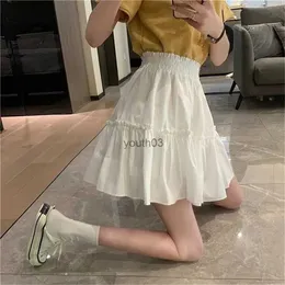 Röcke Skorts Sommer Mini Faltenröcke Frauen Weiß Schwarz Hohe Taille A-Linie Rock dent Preppy Niedlichen Rock Koreanische Harajuku Rüschen wilden Saia 240319