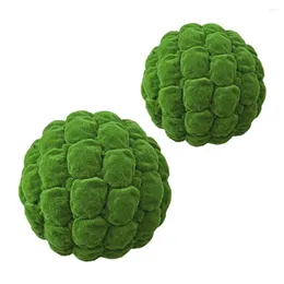 Decorative Flowers 2 Pcs Faux Plants Moss Stone Adornment Artificial Goblincore Room Decor Balls Flocking Decorations DIY Landscape Craft