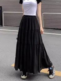 Elegant Maxi Skirt: High Waist A-Line Long Skirt for Women Solid