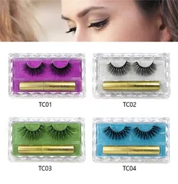 3D Faux Mink False Eyelash 10 Magnetic Magnetic Magnet Eyeliner مجموعة ورموش مزيفة سائل مقاوم للماء طويل الأمد Makeup2414420