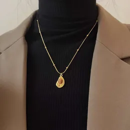 Nicht verblassende Tigerauge-Stein-Halskette aus Titanstahl 2024 Neues Nischendesign High-End-Französische Pulloverkette für Frauen