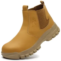 부츠 새로운 겨울 안전 신발 남성 방수 내마모성 안티 슬립 용접 보호 신발 하이 컷 안전 신발