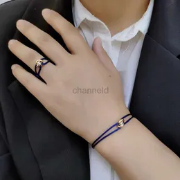 Bangle Fashion Rope Jewelry Set Bracelet And Hand Woven Neutral Ropes Classic Tricolor Trinity Bracelet Ring For Women Girl 240319