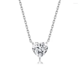 Correntes luxo s925 prata esterlina vvs d cor 2 moissanite diamante clavícula corrente três garra amor coração forma colar para mulheres