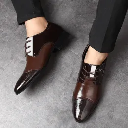 부츠 2020 스플릿 가죽에 새로운 영국인 남성 슬립 뾰족한 검은 갈색 발가락 남자 신발 사업 웨딩 옥스포드 공식 신발 48