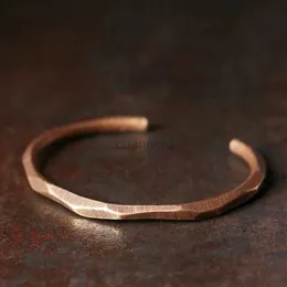 Bangle Pure Copper Handgjorda armband Handgjorda gamla manschett Rustik armband Punk unisex Viking Jewelry Street Red Metal 240319
