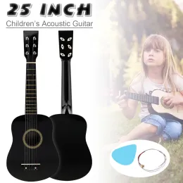 Gitarre 25 Zoll Akustikgitarre Schwarz Linde Erwachsene Guitarra mit Pick Strings Musikinstrument Geschenke für Kinder und Anfänger