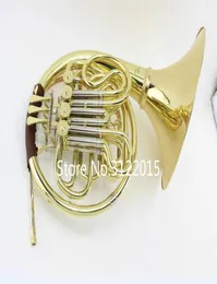 Ny ankomst Gold Lacquer Doublerow 4 Key Slit French Horn FB Key Brass Wind Instrument B F Tone With Mouthpiece och Nylon Case8634765