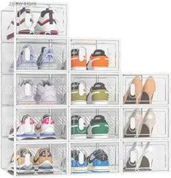 Storage Holders Racks 12 pack shoe storage manager for wardrobe transparent plastic stackable storage box size 13 Y240319