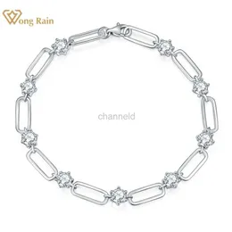 Bangle 100% Wong Rain 925 Silver VVS1 3EX 4.5MM Test GRA Pass Real Bracelets Moissanite Gift for Anniversary Noble Jewelry 240319