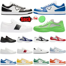 Americas Cup Designer Sapatos Downtown Low Top Sneakers Couro Flats Caminhada Verde Preto Branco Casual Treinadores Panda Homens Mulheres Sapato Esportivo