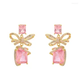 Dangle Earrings Fashion Street Style Bowknots For Women Wedding Party Cubic Zircon Dubai Bridal Earring Boucle D'oreille 2024