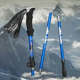 Varas 2 PCS Trekking Pólo 7075 Liga de Alumínio Bloqueio Exterior 5 Seção Telescópica Pólo Dobrável Caminhadas Escalada Ao Ar Livre Bengala