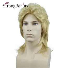 Parrucche StrongBeauty Mullet Parrucche per uomo Costumi anni '70 e '80 Parrucca ondulata per capelli fantasia rock da uomo per feste cosplay