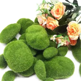 Decorative Flowers Artificial Fake Moss Rock Green Eternal Life Plants GrassLandscape Mini Crafts Straw Mattress For Home El Garden