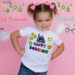 Футболки Happy Ramadan Mubarak с принтом Детская одежда Футболка для мальчиков и девочек Eid Ramadan Детская футболка с коротким рукавом Исламская мусульманская одежда TopsC24319