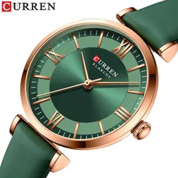 Wristwatches New Curren Watches Womens Quartz Leather Wrsitwatches Classic Clock Montre Femme 24319