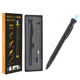 12 I 1 Multifunktion Bollpoint Pen med mått Ruler Emergency Firllight Screwdriver Bottle Opener Funktion Unika gåvor 240307