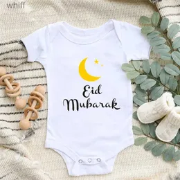 Rompers 2022 Eid Mubarak Baby Clothes Cotton Infant Body Short Sleeve Baby Jumpsuit Eid Boy Girl Ramadan Clothes Islamic Muslim GiftC24319