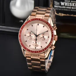 Watches High Quality Mens Speed Master Quartz Concave Three Eye Steel Strip Designer O Brand Wristwatches Moon Watch Navitimer
