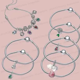 Novas pulseiras de osso de cobra para mulheres designer de moda presente caber Pandoras Moments Sparkling Rose in Bloom Charme de grandes dimensões diamantes Birthstone pulseira jóias de festa