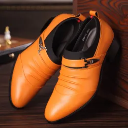 Sapatos de outono e inverno macus homens sapatos de couro casual 6 cm mais altos dentro de homens sapatos negócios sapatos formais casuais sapatos pontiagudos