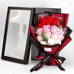 Dekorativa blommor 18st konstgjorda rosor tvål bukett blomma bröllop Alla hjärtans dag gåva för flickvän förslag födelsedag