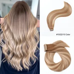 Extensions Tape In Hair Extensions 100% Remy Hair Balayage Highlight Color For blonde #10/22/10 14"24" Regular Replaceable Tape