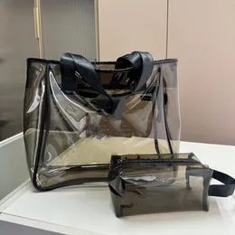 Designer saco mulheres crossbody bolsa moda transparente geléia pacote grande capacidade tote sacos casuais bolsas de ombro preto carteira 2 peça conjunto