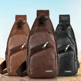 Bolsa masculina sacos usb peito designer mensageiro couro ombro pacote diagonal 2024 mochila de viagem