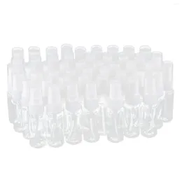 Bottiglie di stoccaggio Confezione da 50 bottiglie vuote in plastica trasparente con nebulizzazione fine con panno in microfibra Contenitore ricaricabile da 20 ml Perfetto per