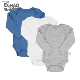 Armatürciler Egmao Bebek Bodysuits% 100 Organik Pamuk Yenidoğan Boş Boş Uzun Kollu Bebek Romper Tulum Romper Yenidoğan Bebek Clothesc24319