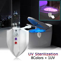 Lampa ścienna inteligentna nocna czujnik toaleta 8 kolorów wykrywanie aktywowana sterylizertilelet miska LED PIR WC