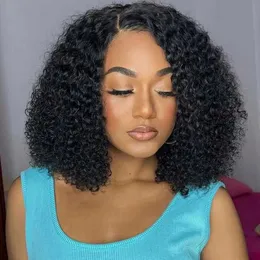 Syntetiska peruker Syntetiska peruker 13x4 Glueless Mongolian Kinky Curly Spets Front Wigs For Women Preplucked With Baby Hair Curly 12a Human Hair Wigs Deep Curls Wig 240329