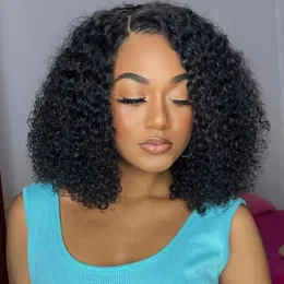 Perucas sintéticas Perucas sintéticas 13x4 Glueless Mongol Kinky Curly Lace Front Wigs para mulheres pré-arrancadas com cabelo de bebê encaracolado 12A perucas de cabelo humano peruca de cachos profundos 240329