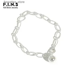 Charm Bracelets FINS S925 Sterling Silver Creative Simple Linked Chain Bead Pendant Charm Female Korean Fashion Fine Jewelry L240319